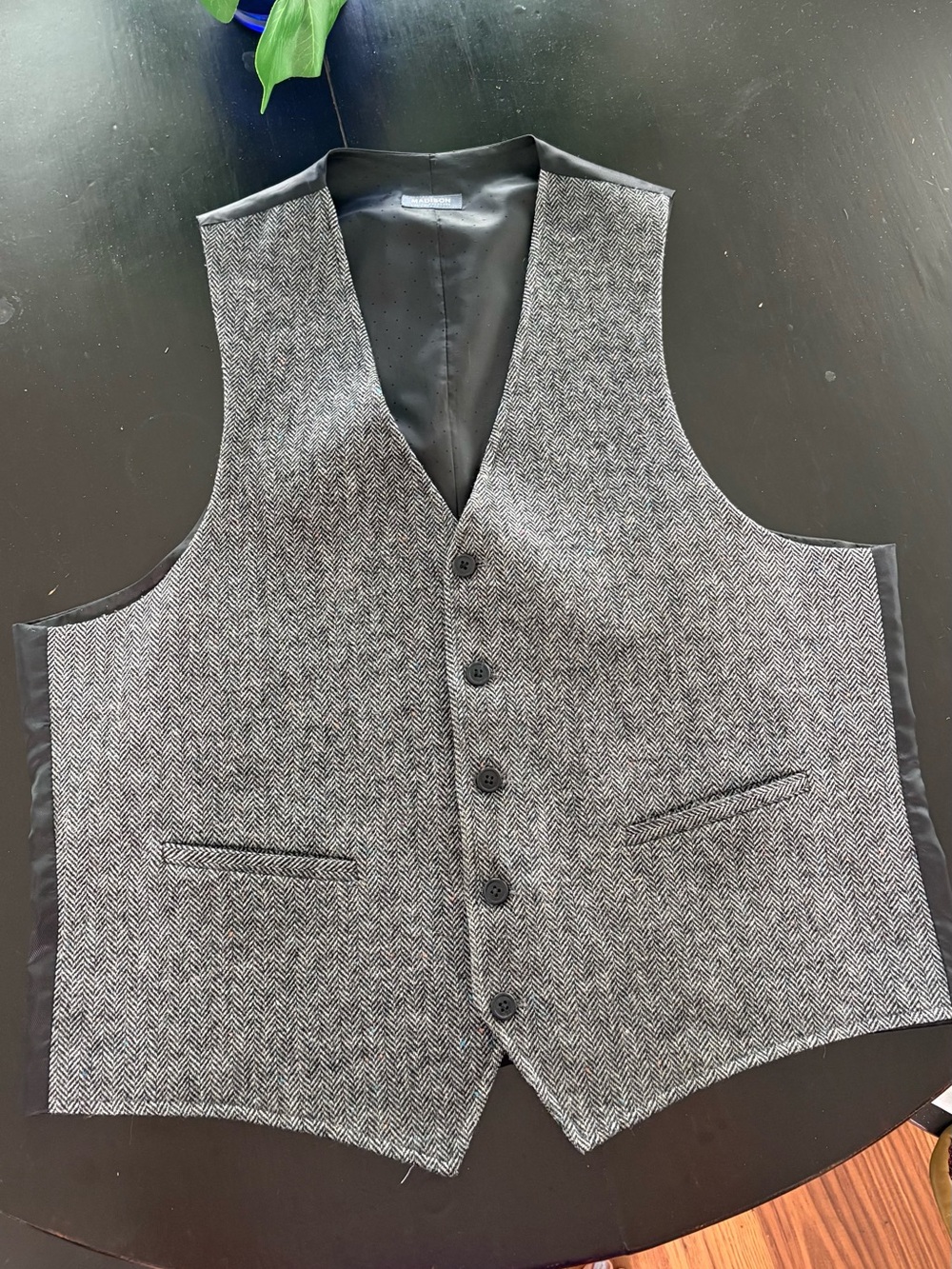 Men's Herringbone Grey Wool Vest - Classic Tailored Waistcoat